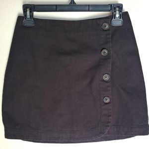 S-P Urban Outfitters Black Denim Wrap A-line Skirt With Button Accents